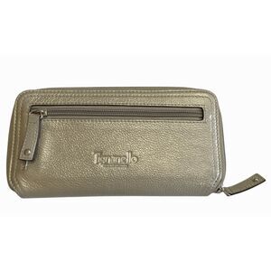Tignanello Zip Around Wallet Metallic Gold Pebbled Leather